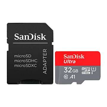 SanDisk 32GB Ultra microSDHC UHS-I Memory Card with Adapter - 98MB/s, C10, U1, Full HD, A1, Micro SD Card - SDSQUAR-032G-GN6MA