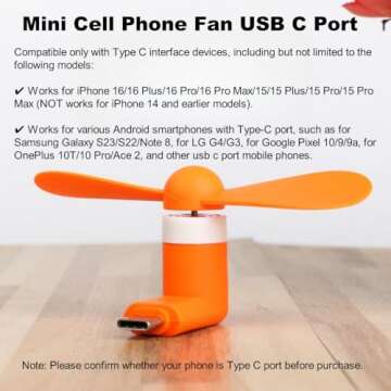 TRIIFON USB C Mini Phone Fan Portable 4 Pack