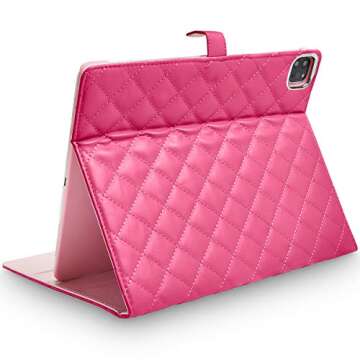 Topwin Cute Crown Case for iPad Pro 12.9-inch (6th,5th, 4th & 3rd Gen),Bling Diamond PU Leather Smart Auto Sleep/Wake Kickstand Shockproof Flip Case for 12.9 Pro Case 2022/2021/2020/2018(Rose Red)