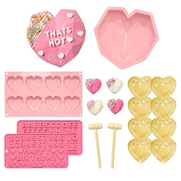 Paris Hilton Breakable Chocolate Heart Kit, Includes Big and Small Heart Shaped Molds, Number, Chara...