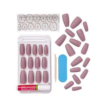 KISS Gel Fantasy Ready-to-Wear Press-On Gel Nails, “Stick Together”, Long, Dark Pink, Nail Kit with 24 Mega Adhesive Tabs, Pink Gel Glue, Manicure Stick, Mini File, and 28 Fake Nails