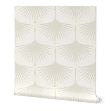 Peel & Stick Wallpaper - Art Deco White Bird Nature Design, Custom Removable 6ft x 2ft