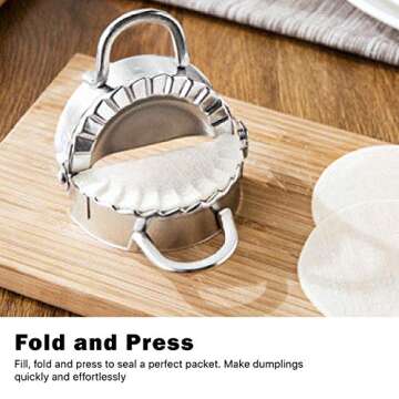 Flexzion Dumpling Mold, Empanada Press Ravioli Cutter Gyoza Maker Wonton Pastry Machine Stainless Steel Dough Cutter - 3 inch Diameter, Little Kitchen Tools Works Great w/Egg Roll Wrapper Dough Pastry