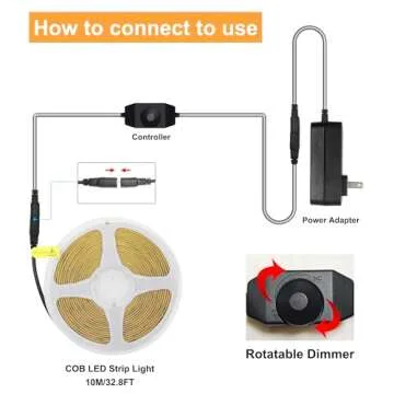 Dimmable COB LED Strip Lights - 32.8ft Warm White Glow