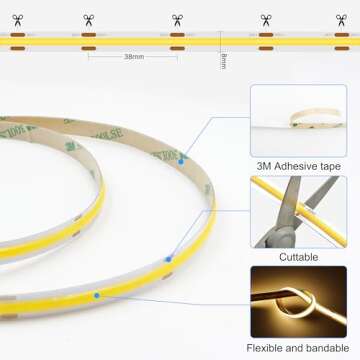 Dimmable COB LED Strip Lights - 32.8ft Warm White Glow