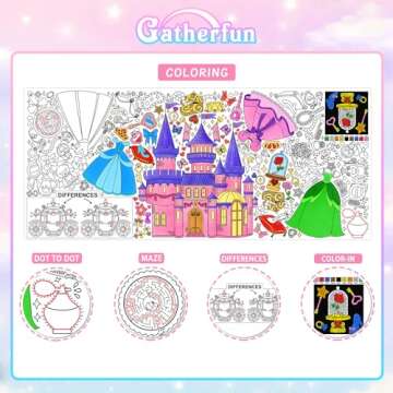 Gatherfun Princess Party Giant Coloring Poster - 31.5X 72 Inches - Versatile Classroom Wall Décor & Princess Birthday Activity - Princess Poster or Table Cover for School Parties and Special Events