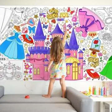 Gatherfun Princess Party Giant Coloring Poster - 31.5X 72 Inches - Versatile Classroom Wall Décor & Princess Birthday Activity - Princess Poster or Table Cover for School Parties and Special Events