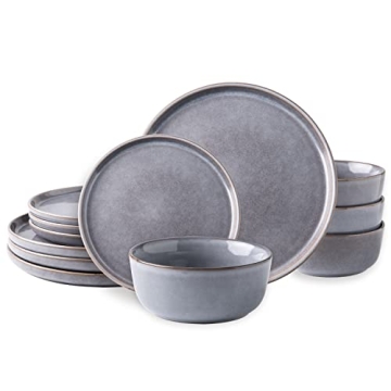 AmorArc Stoneware Dinnerware Set - Durable, Elegant & Microwave Safe
