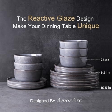 AmorArc Stoneware Dinnerware Set Durable Elegant Microwave Safe