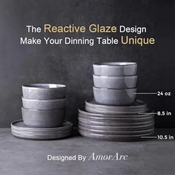 AmorArc Stoneware Dinnerware Set Durable Elegant Microwave Safe