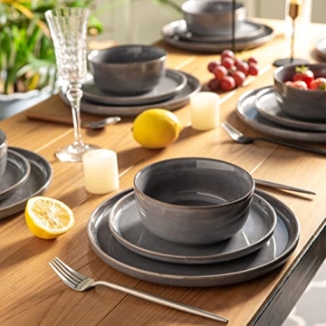 AmorArc Stoneware Dinnerware Set Durable Elegant Microwave Safe
