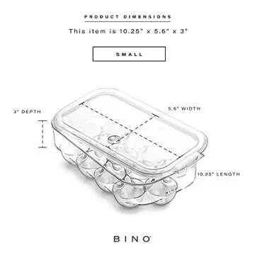 BINO Plastic Egg Container for Refrigerator - Clear, 13 Count, Sturdy, Durable