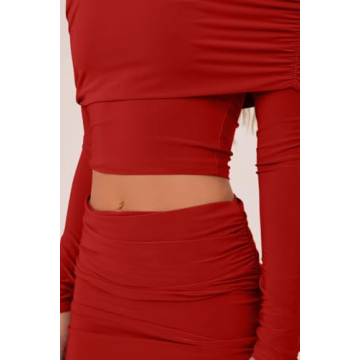 GOBLES Women's Sexy Off The Shoulder 2 Piece Skirt Set