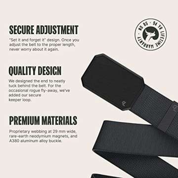 Groove Life Groove Belt Gun Metal/Stone - Men's Stretch Nylon Belt with Magnetic Aluminum Buckle and...