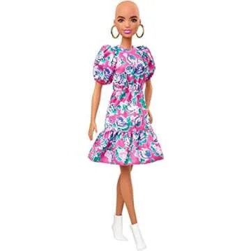 Barbie Fashionistas Doll #150: Inclusive Doll with No-Hair Look in Floral Dress