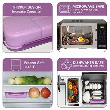 LAIDIAN Bento Box 3 Compartment Lunch Box for All