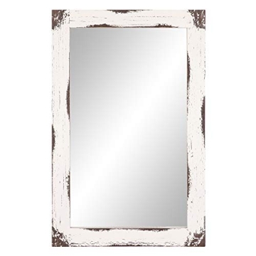 Patton Wall Decor Distressed White Reclaimed Wood Mirror
