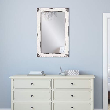 Patton Wall Decor Distressed White Reclaimed Wood Mirror