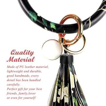 Stylish M&C Music Leather Key Ring Bangle for Hands-Free