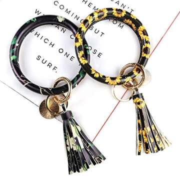 Stylish M&C Music Leather Key Ring Bangle for Hands-Free