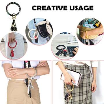 Stylish M&C Music Leather Key Ring Bangle for Hands-Free