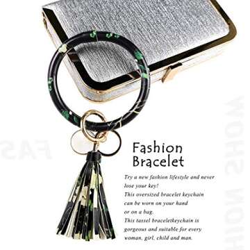Stylish M&C Music Leather Key Ring Bangle for Hands-Free