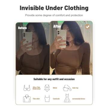 GEWIMO Nipple Covers for Women, 4 Pairs Sticky Adhesive Bras Silicone Nipple Pasties No Show Reusable Breast Petals