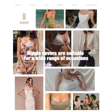 GEWIMO Nipple Covers for Women, 4 Pairs Sticky Adhesive Bras Silicone Nipple Pasties No Show Reusable Breast Petals