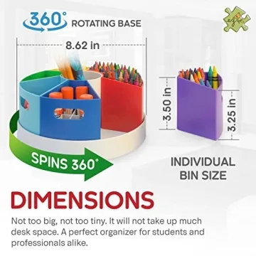 Crayon Organizer Rotating Kids Art Supplies Storage Caddy