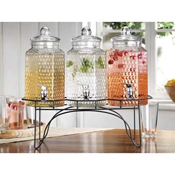Elegant Home 3 Gallon Glass Beverage Dispensers Set - Perfect for Parties and Gatherings!