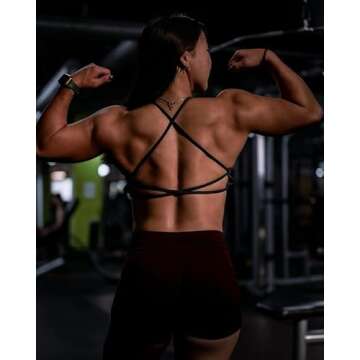 Aoxjox Women's Workout Sports Bras Fitness Backless Padded Ivy Low Impact Bra Yoga Crop Tank Top (Bl...