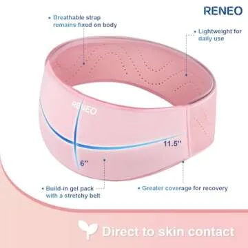 RENEO C Section Ice Pack for Post-Op, C Section Recovery Must Haves, Postpartum Essentials Belly Binder with Hot and Cold Compress Therapy, Protects from Knocks, Pink