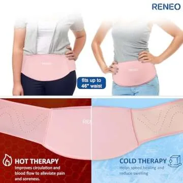 RENEO C Section Ice Pack for Post-Op, C Section Recovery Must Haves, Postpartum Essentials Belly Binder with Hot and Cold Compress Therapy, Protects from Knocks, Pink