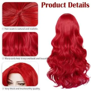 LABEAUTÉ Red Mermaid Wig with Starfish Hair Clips