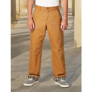 Carhartt Men's Loose Fit Washed Duck Flannel-Lined Utility Work Pant, Carhartt Brown, 36W x 32L