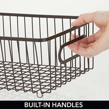 mDesign Farmhouse Decor Metal Wire Food Storage Organizer, Bin Basket for Kitchen, Pantry, Bathroom, Laundry Room, Closets, Garage - High - Small, 4 Pack - Bronze