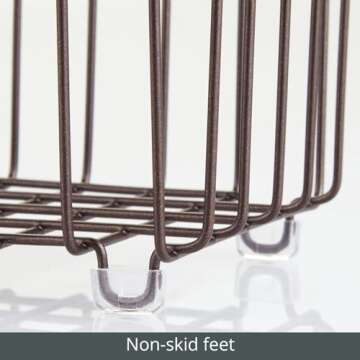 mDesign Farmhouse Decor Metal Wire Food Storage Organizer, Bin Basket for Kitchen, Pantry, Bathroom, Laundry Room, Closets, Garage - High - Small, 4 Pack - Bronze