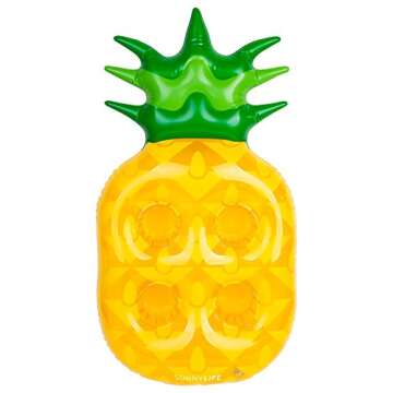 SunnyLife Women's Inflatable Pineapple Drink Holder, Yellow, One Size
