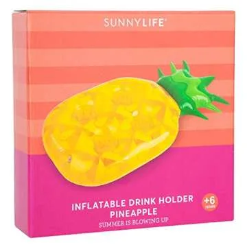 SunnyLife Women's Inflatable Pineapple Drink Holder, Yellow, One Size