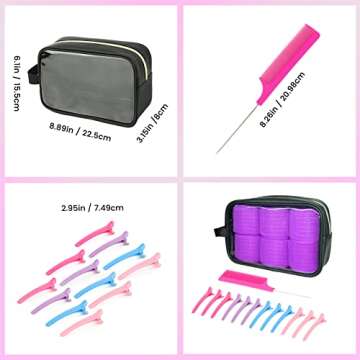 Sooninno Hair Rollers Curlers Set 38 Pcs, Perfect for Long Medium Short Hair with 4 Sizes Self Grip Rollers Heatless Styling Tools, with Large Cosmetic Bag, Duckbill Clips
