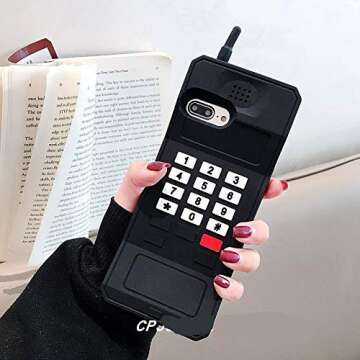 Joyleop Black Retro 3D Classic Shaped Case foriPhone SE 2022/2020/6/6S/7/8 4.7",Cute 3D Cartoon Cover,Kids Girls Soft Silicone Character Phone Cases,Funny Unique for iPhone SE 2022/2020/6/6S/7/8