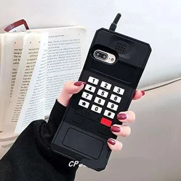 Joyleop Black Retro 3D Classic Shaped Case foriPhone SE 2022/2020/6/6S/7/8 4.7",Cute 3D Cartoon Cover,Kids Girls Soft Silicone Character Phone Cases,Funny Unique for iPhone SE 2022/2020/6/6S/7/8