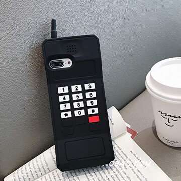 Joyleop Black Retro 3D Classic Shaped Case foriPhone SE 2022/2020/6/6S/7/8 4.7",Cute 3D Cartoon Cover,Kids Girls Soft Silicone Character Phone Cases,Funny Unique for iPhone SE 2022/2020/6/6S/7/8