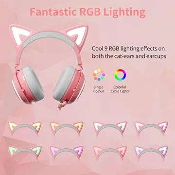 EASARS Cat Ear RGB Headset with 7.1 Surround Sound