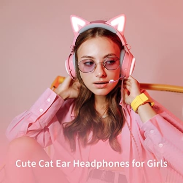 EASARS Cat Ear RGB Headset with 7.1 Surround Sound