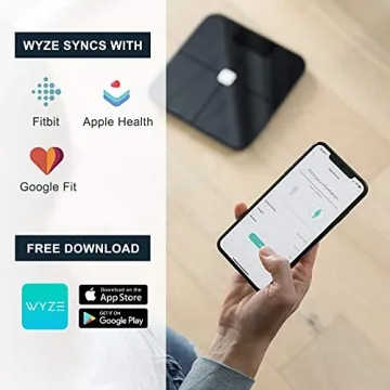 Wyze Smart Scale, Scale for Body Weight, Digital Bathroom Scale for Body Fat, BMI, and Heart Rate, Body Composition Analyzer with App, Batteries Included, Bluetooth, 400 lb, Navy Blue