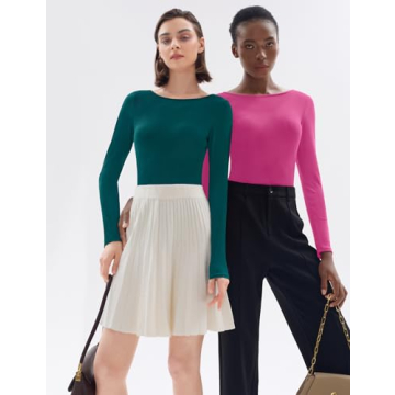 Zattcas Long Sleeve Bodysuit Sexy Boat Neck Ribbed