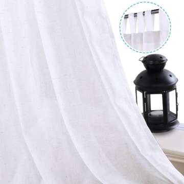 H.VERSAILTEX Linen Curtains 108 inches Long Linen Curtains, Natural Linen Blended Curtains Tab Top W...
