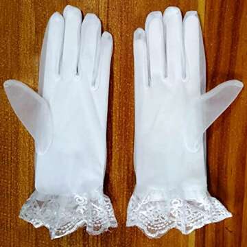 aoozleny Women's Bridal Floral Short Lace Gloves, Women Wrist Length Gloves for Wedding Party