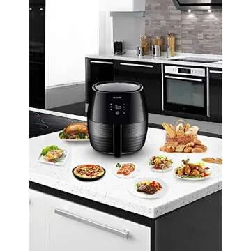US PIEDLE Air Fryer, 3.7Qt Electric Hot Airfryer Oven Oilless Cooker with Detachable Nonstick Basket, LCD Touch Screen, Dishwasher Safe, Auto Shut Off, W/50 Recipes, 1400W